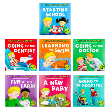 First Experiences with Biff, Chip & Kipper– 8 Book Set| Learning to Swim, Starting School,Going to the Dentist & More| Kids Age 5+ Educational Stories