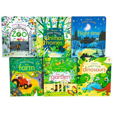 Usborne Peep Inside 6 Board Books Children Collection Box Set Toddlers