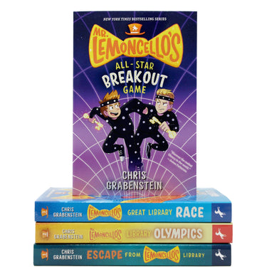 Photo of Mr. Lemoncellos Library Books 1-4 Box Set by Chris Grabenstein on a White Background