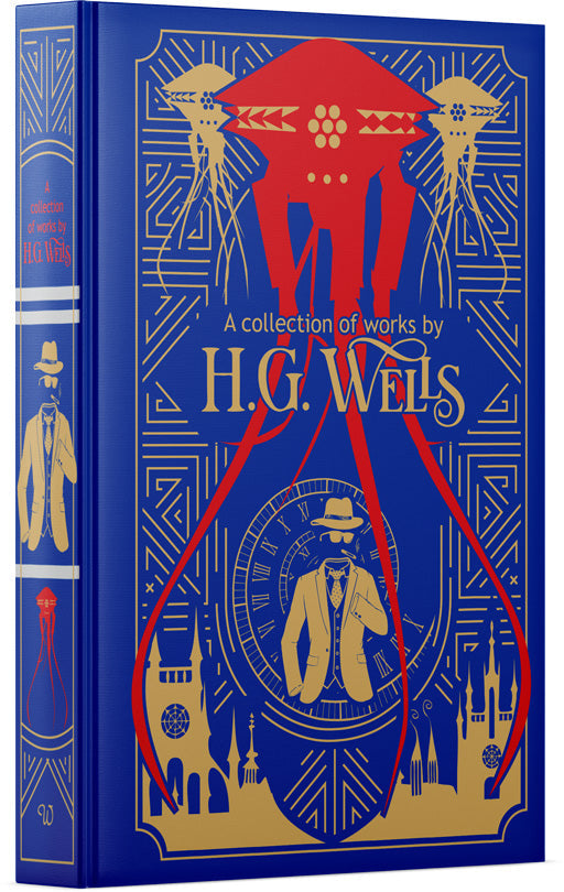 A Collection of Works by H.G. Wells - Leather Bound Classic Science Fiction Hardback, Age 12+