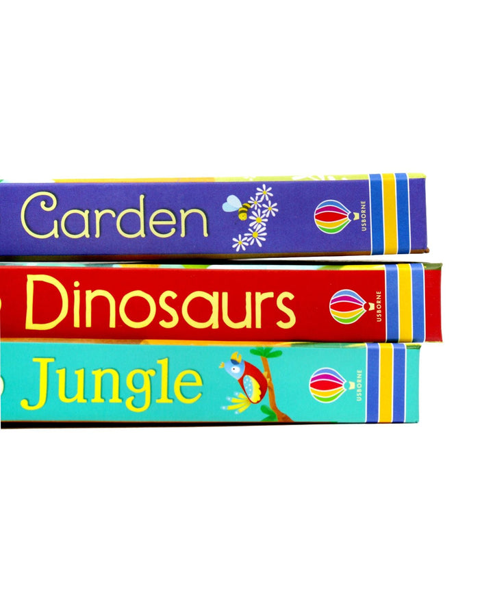 Usborne Pop Up 3 Books Set Collection by Fiona Watts, Jungle, Garden, Dinosaurs...