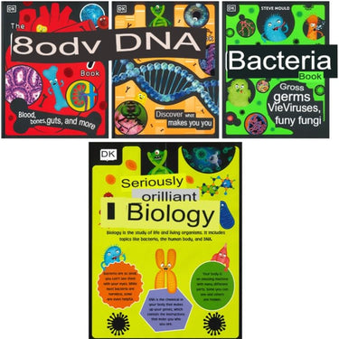DK Seriously Brilliant Biology 3 books set by Steve Mould (The DNA Book, The Bacteria Book, The Body Book) | Hardback