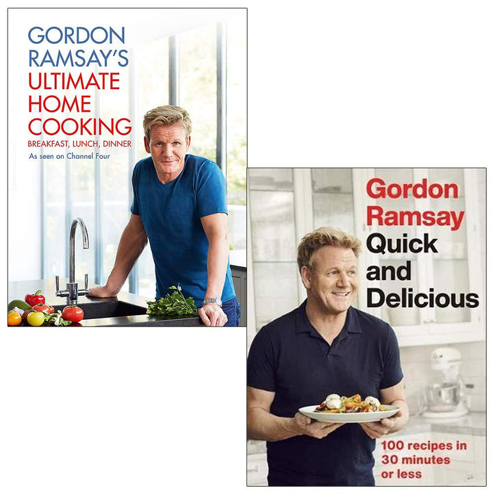 Photo of Quick and Delicious and Ultimate Home Cooking 2 Books Set by Gordon Ramsay on a White Background