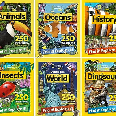 National Geographic Kids Find It! Explore It! 6-Book Collection|Educational Nonfiction Series on Animals, Oceans, Dinosaurs, Insects, Nature & History