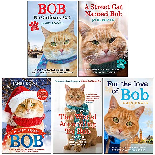 Photo of Bob the Cat Series 5 Books Set by James Bowen on a White Background