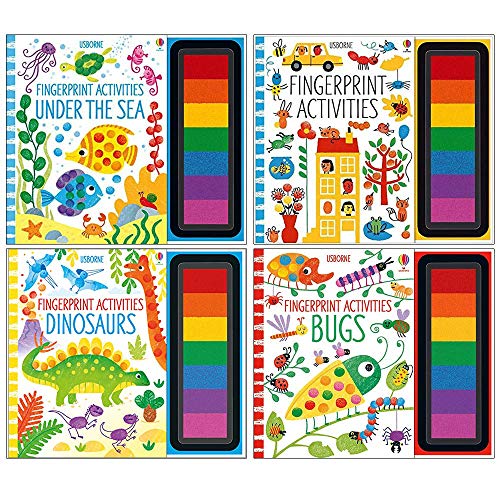 Fingerprint Activities 4 Books Collection Set (Under the Sea, Fingerprint Activities, Dinosaurs, Bugs)