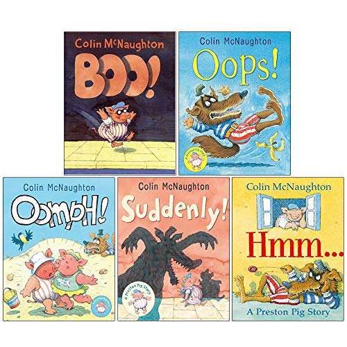 Photo of Preston Pig 5 Books Set by Colin McNaughton on a White Background