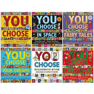 Pippa Goodhart You Choose Series 6 Books Collection Set (You Choose, You Choose Your Dreams, In Space, Fairy Tales, Colouring Book with Stickers, You Choose Christmas)