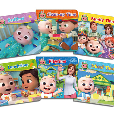 Cocomelon Little Learners Pocket Library 12 Board Books Collection Set (Animals, Fruit And Vegetables, Weather, Days of the Week, Family Time and More)