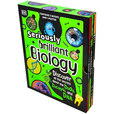 DK Seriously Brilliant Biology 3 books set by Steve Mould (The DNA Book, The Bacteria Book, The Body Book) | Hardback
