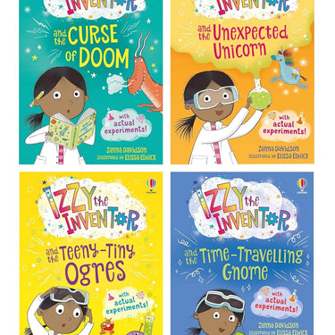 Izzy the Inventor Series By Zanna Davidson 4 Books Collection Set (The Unexpected Unicorn, The Curse of Doom, The Time-Travelling Gnome & the Teeny Tiny Ogres)