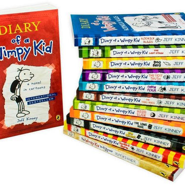 Diary of a Wimpy Kid 12-Book Set by Jeff Kinney | Includes Rodrick Rules, Dog Days, The Long Haul & More | Fun Humor Fiction for Kids & Young Readers