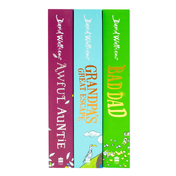 David Walliams 3 Funny Stories for Kids Ages 8+ Bad Day, Awful Auntie and Grandpa Great Escape Paperback Age 8+ Family Fun Stories