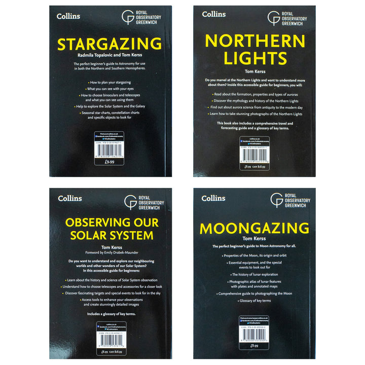 Beginner's Guides of Astronomy 4 Books Collection Box Set, Stargazing, Moongazing, Northern Lights and Observing our Solar System for 12+