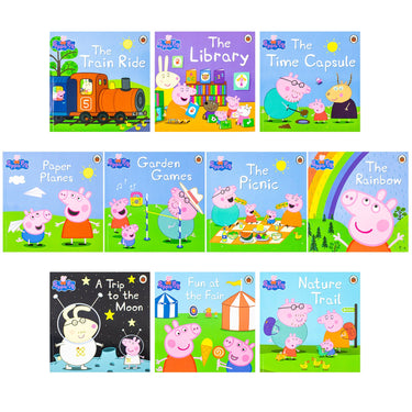 Peppa's Awesome Adventures 10 Storybook Collection Set (Garden Games, Fun At The Fair. Paper Planes, The Rainbow And More )