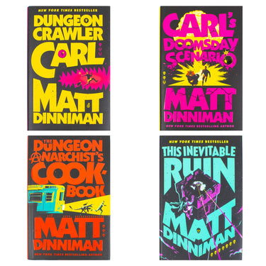 Dungeon Crawler Carl Series by Matt Dinniman 4 Books Collection Set (Dungeon Crawler Carl, Carl's Doomsday Scenario, The Dungeon Anarchist's Cookbook and This Inevitable Ruin) | Hardcover