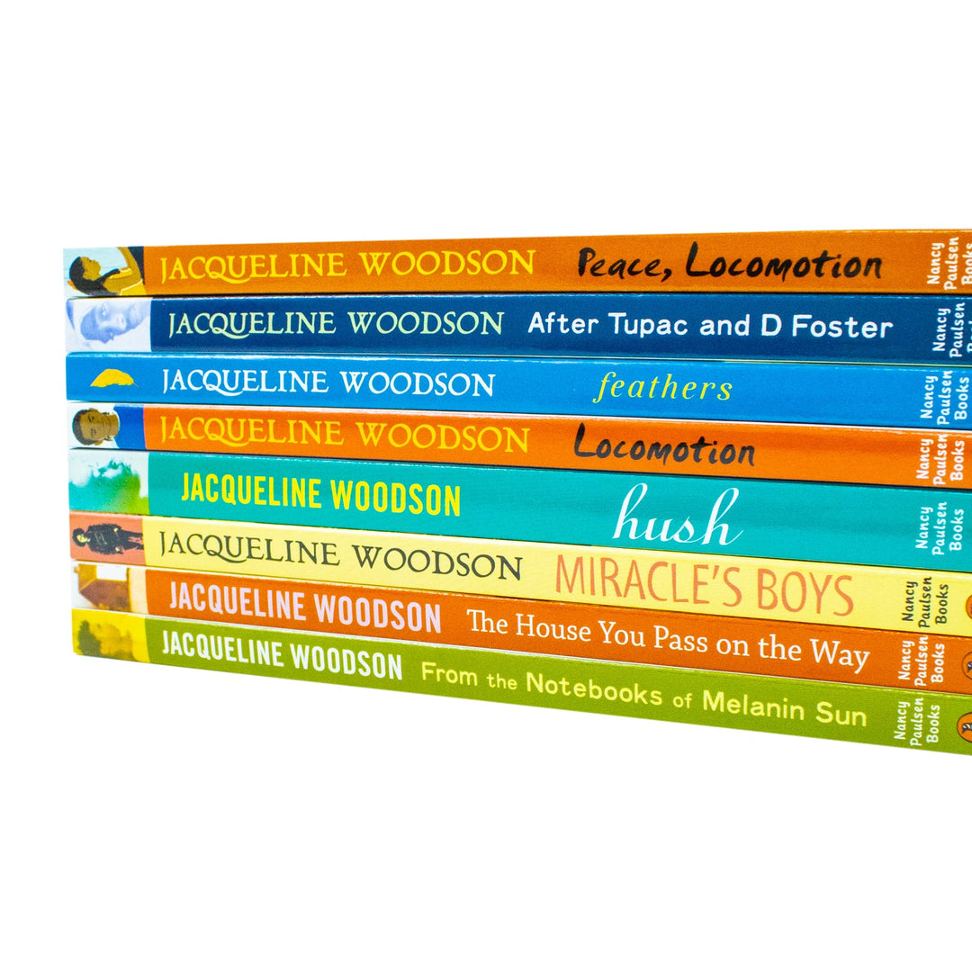 The Jacqueline Woodson Collection 8 Books Box Set (Peace Locomotion, After Tupac and D Foster,Feathers, Locomotion,Hush,Miracle's Boys,House You Pass on the Way, From the Notebooks of Melanin Sun)