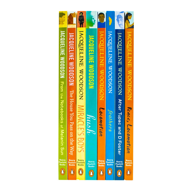 The Jacqueline Woodson Collection 8 Books Box Set (Peace Locomotion, After Tupac and D Foster,Feathers, Locomotion,Hush,Miracle's Boys,House You Pass on the Way, From the Notebooks of Melanin Sun)