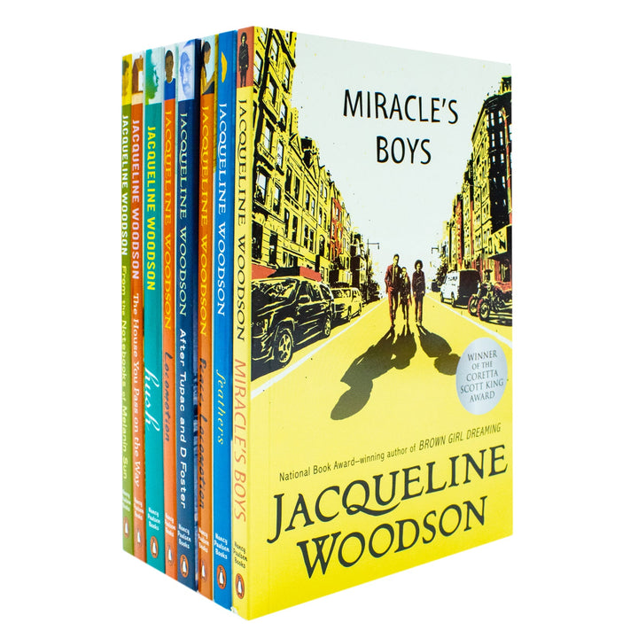 The Jacqueline Woodson Collection 8 Books Box Set (Peace Locomotion, After Tupac and D Foster,Feathers, Locomotion,Hush,Miracle's Boys,House You Pass on the Way, From the Notebooks of Melanin Sun)