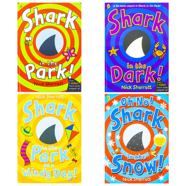 Shark in the Park Series 4 Books Collection Set by Nick Sharratt (Shark in the Park!, On a Windy Day!, Shark in the Dark!, Oh No! Shark in the Snow!)