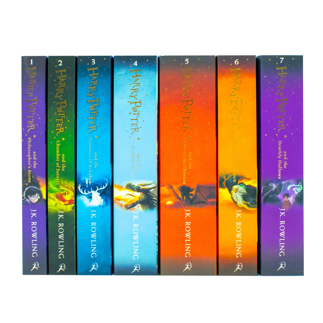 Harry Potter 7 Books Box Set Collection by J K Rowling - Paperback Fantasy Series Age 12+ Hogwarts wizard adventures Purple Box Fiction