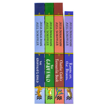 Julia Donaldson And Axel Scheffler 4 Book Collection Set (Charlie Cookie's Favourite Book, The Gruffalo, The Gruffalo's Child, Room On The Broom)