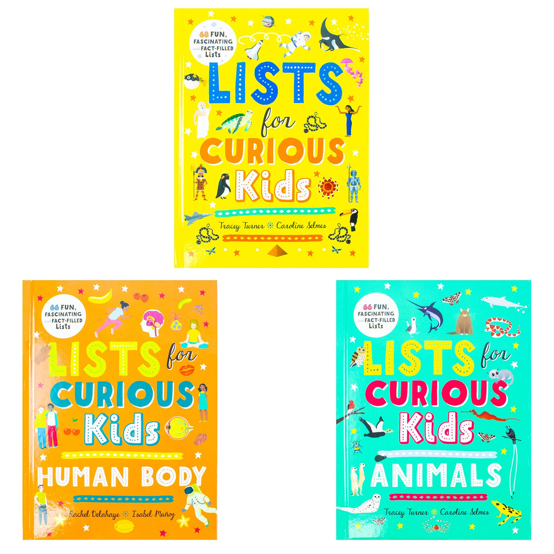 Lists for Curious Kids 3 Books Collection Set By Tracey Turner, Rachel Delahaye (Lists for Curious Kids, Human Body & Animals)