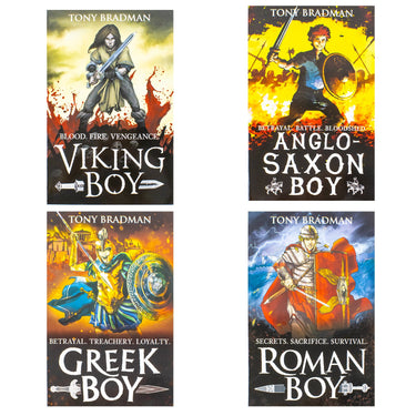Viking Boy Series 4 Books Collection Set by Tony Bradman (Viking Boy, Greek Boy, Anglo-Saxon Boy & Roman Boy) | Paperback