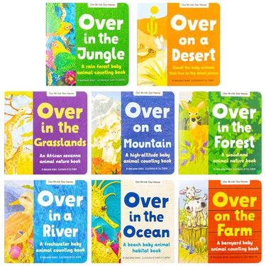 Our World Our Home Little Library 8 Board Book Collection Set by Marianne Berkes (Over on the Farm, in the Ocean, in a River, in the Forest, on a Mountain, in the Grasslands, on a Desert & in the Jungle)