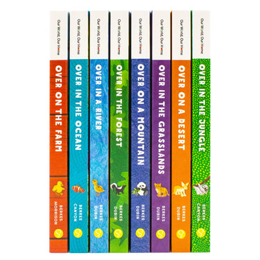 Our World Our Home Little Library 8 Board Book Collection Set by Marianne Berkes (Over on the Farm, in the Ocean, in a River, in the Forest, on a Mountain, in the Grasslands, on a Desert & in the Jungle)