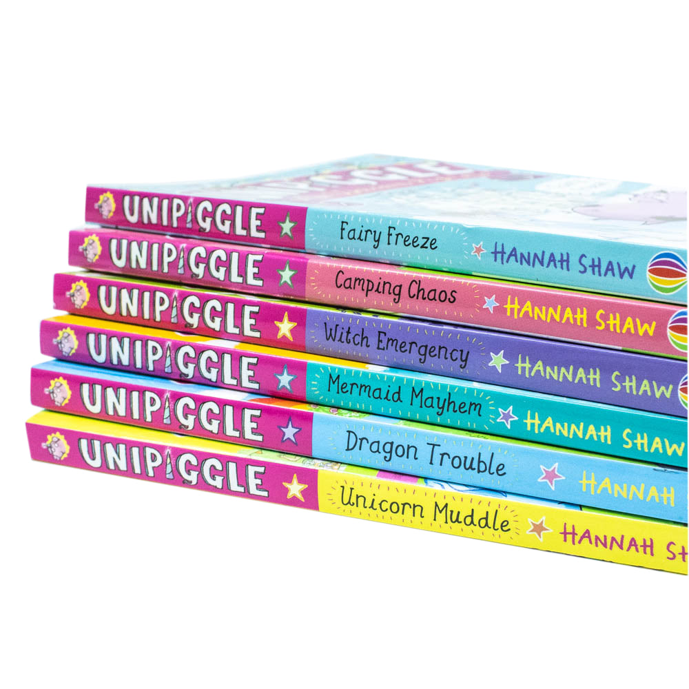 Unipiggle the Unicorn Pig Series 6 Books Collection Set by Hannah Shaw (Unicorn Muddle, Dragon Trouble, Mermaid Mayhem, Witch Emergency, Camping Chaos & Fairy Freeze)