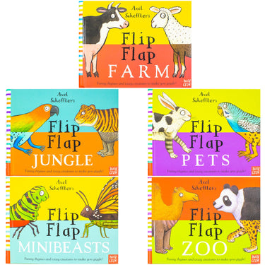 Axel Schefflers Flip Flap Series 5 Books Collection (1-5) (Farm, Jungle, Pets, Zoo, Minibeasts)
