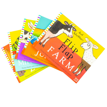 Axel Schefflers Flip Flap Series 5 Books Collection (1-5) (Farm, Jungle, Pets, Zoo, Minibeasts)