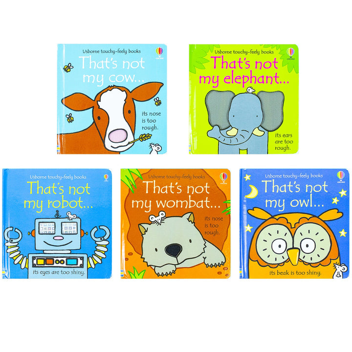 Usborne Touchy-feely books That's not My Collection Series 1, 5 Books Set By Fiona Watt ( Robot, Elephant, Owl, Cow, Wombat)