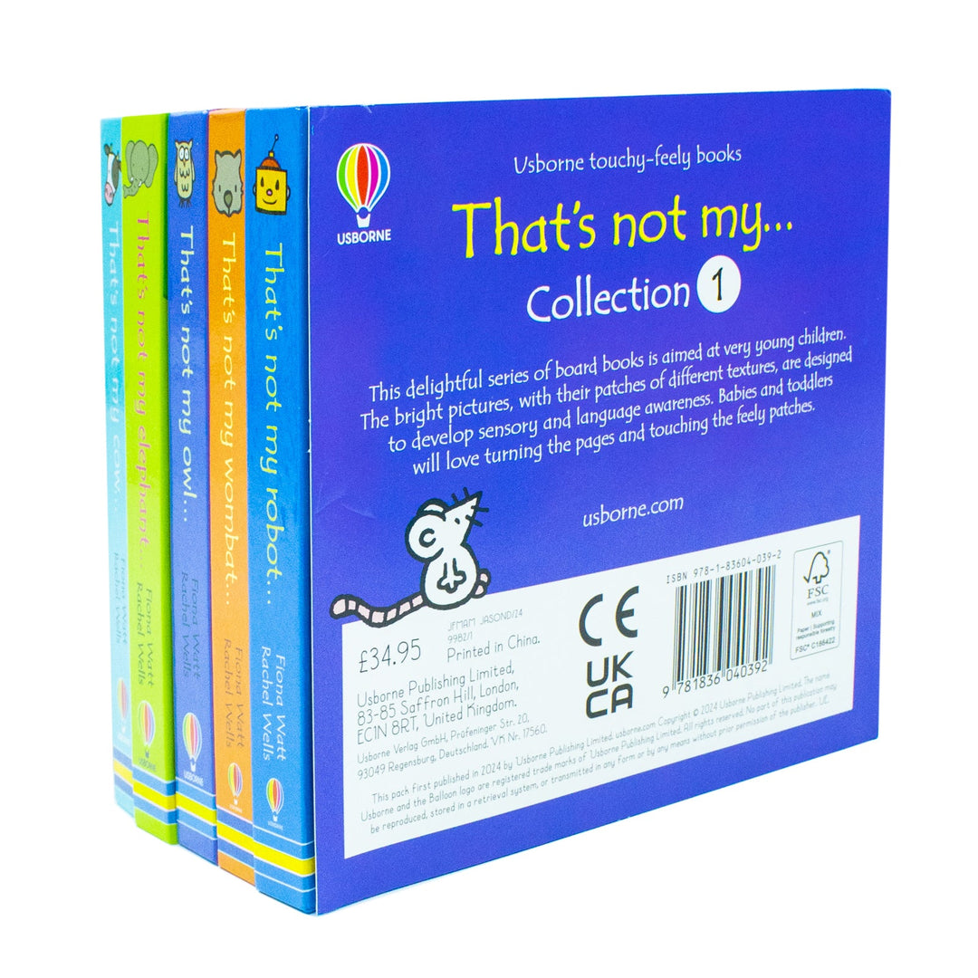 Usborne Touchy-feely books That's not My Collection Series 1, 5 Books Set By Fiona Watt ( Robot, Elephant, Owl, Cow, Wombat)