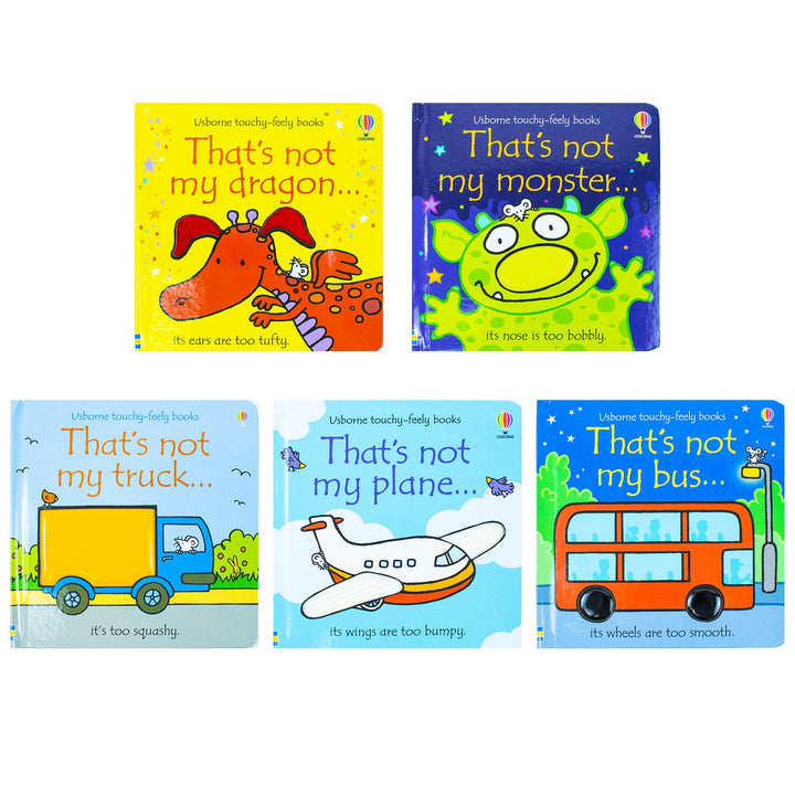 Usborne Touchy-Feely Books That's Not My 5 Books Collection Series 2 By Fiona Watt (Bus, Truck, Plane,Monster, dragon)