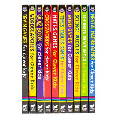 Brain Games 10 Books Collection Set For Clever Kids (Mental Maths Games, 10-Minute Brain Games, Science Puzzles, Word Games, Times Tables Games, Maths Games, Crosswords, Quiz Book, Wordsearches, Brain Games)