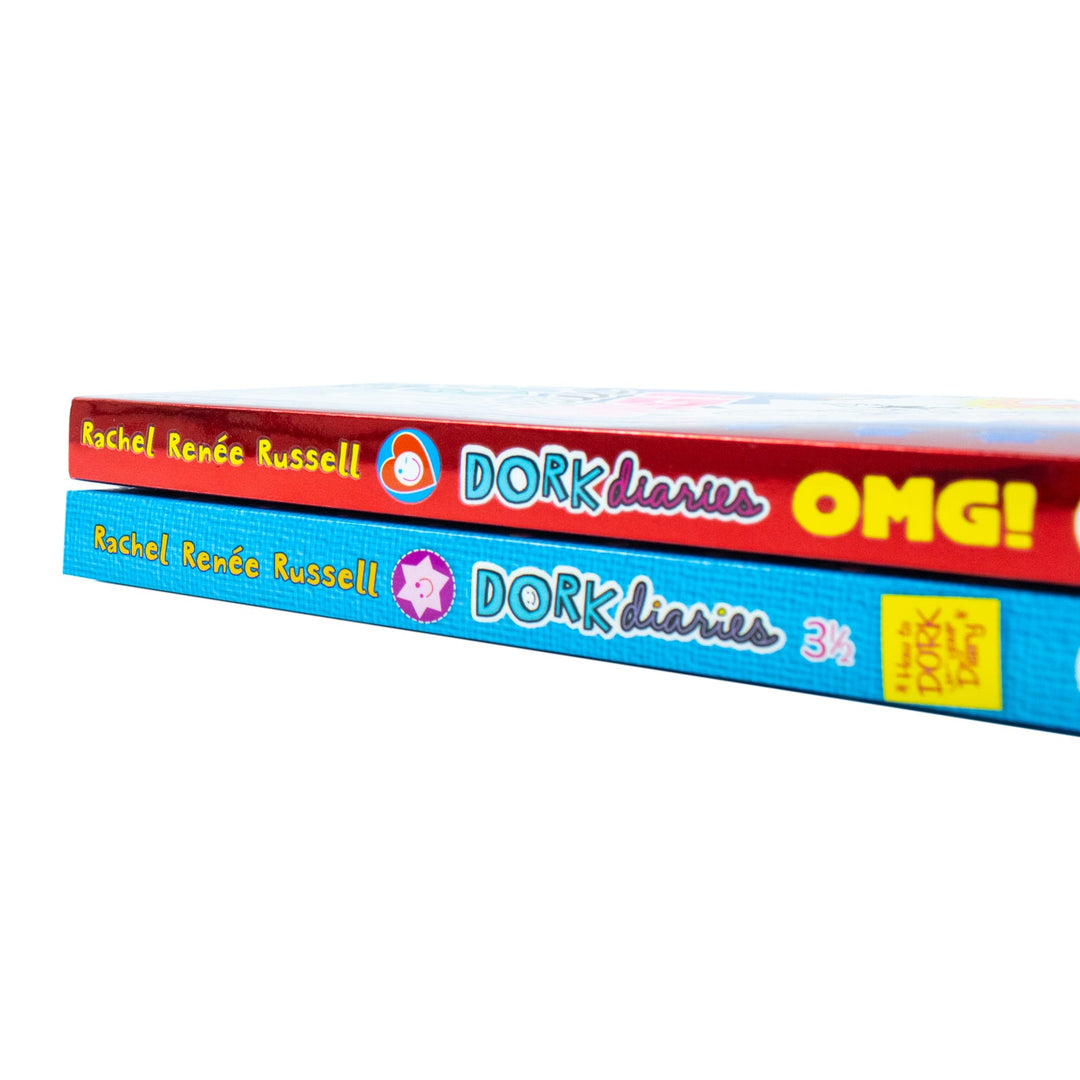 Dork Diaries 2 Books Collection Set by Rachel Renee Russell (Dork Diaries OMG All About Me Diary & Dork Diaries 3 ½  How to Dork Your Diary)