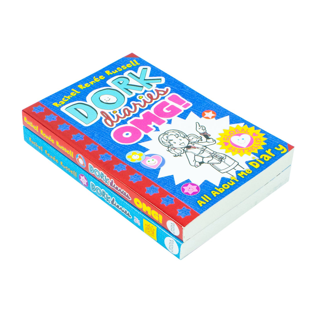 Dork Diaries 2 Books Collection Set by Rachel Renee Russell (Dork Diaries OMG All About Me Diary & Dork Diaries 3 ½  How to Dork Your Diary)