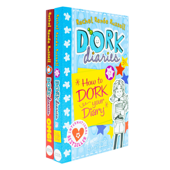 Dork Diaries 2 Books Collection Set by Rachel Renee Russell (Dork Diaries OMG All About Me Diary & Dork Diaries 3 ½  How to Dork Your Diary)