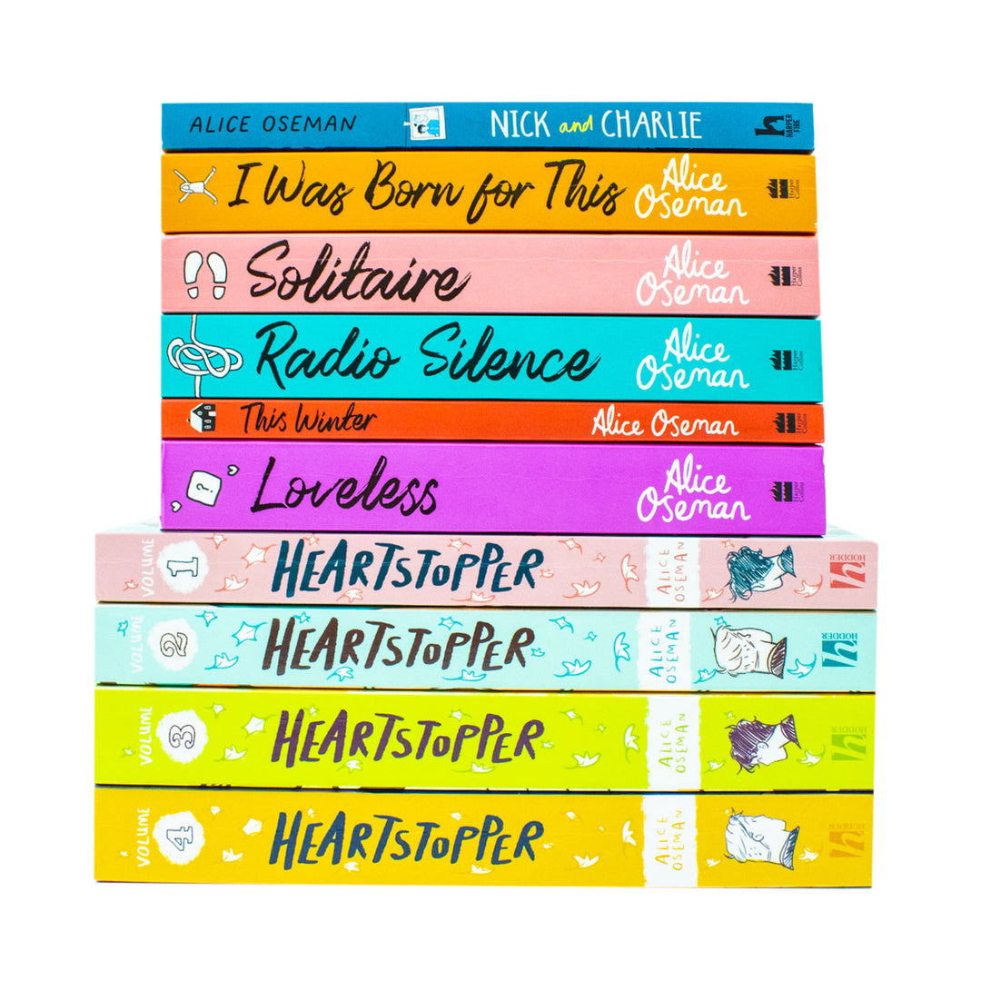 Alice Oseman Collection 10 Book Set (Heart Stopper Series 1-4, Solitaire, Loveless, This Winter, Radio Silence, Nick and Charlie, I Was Born for This)