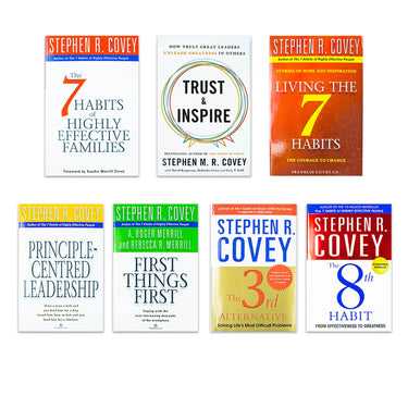 Stephen R. Covey 7 Books Collection Set (The Third Alternative, Trust & Inspire, Living the 7 habbits  & Many More!)