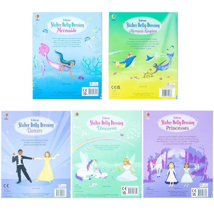 Usborne Sticker Dolly Dressing 5 Books Set Collection By Antonia Miller & Fiona Watt