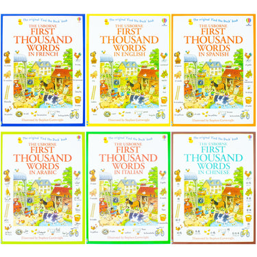 Usborne First Thousand Words Collection 6 Books Set By Heather Amery (First Thousand Words in English, Arabic, Chinese, Italian, French, Spanish)