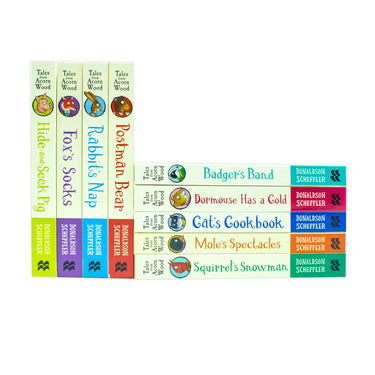 Julia Donaldson Tales From Acorn Wood Series Collection 9 Books Set (Fox's Socks, Hide-and-seek Pig, Postman Bear,Rabbit's Nap,Cat's Cookbook, Squirrel's Snowman, Mole's Spectacles and Badger's Band)