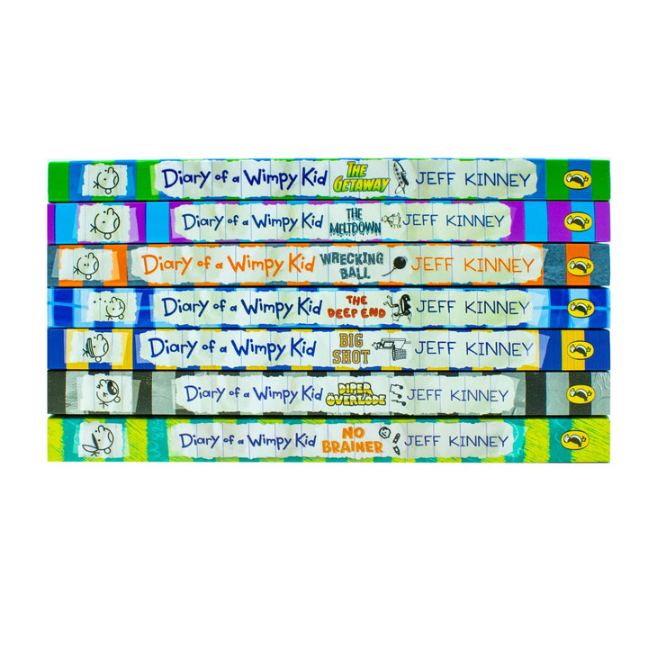 Diary of a Wimpy Kid Series 12-18 Collection 7 Books Set By Jeff Kinney (The Getaway, The Meltdown, Wrecking Ball, The Deep End, Big Shot, Diper Overlode and No Brainer)