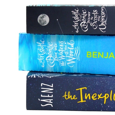Photo of Benjamin Alire Saenz 3 Book Collection Set Spines on a White Background