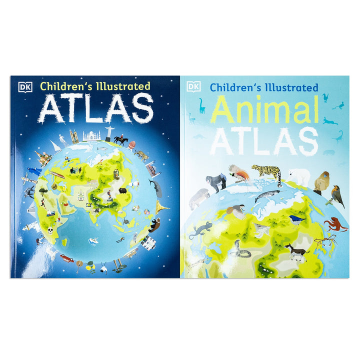 Children's Atlas Collection 2 Books Set By Andrew Brooks, DK (Children's Illustrated Atlas & Children's Illustrated Animal Atlas)