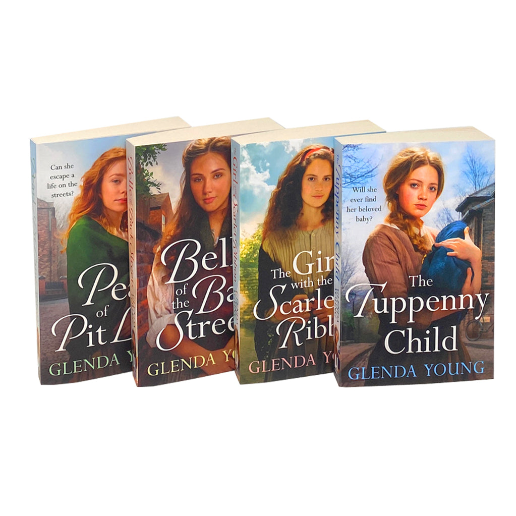 Glenda Young Collection 4 Books Set (Belle of the Back Streets, The Tuppenny Child, Pearl of Pit Lane, The Girl with the Scarlet Ribbon)