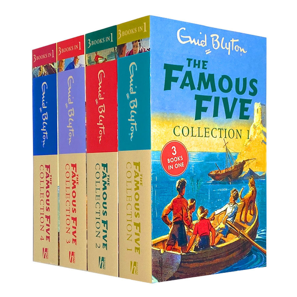 The Famous Five 12 Titles in 4 Books Collection Set For Children By Enid Blyton